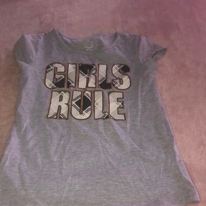 Girls rule t shirt plaid